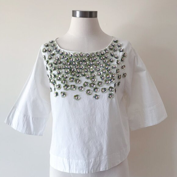 Anthropologie Tops - Anthropologie Not So Serious Sequin Flower Top